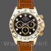 Replica Rolex Daytona 40mm Uomo-16518-Calrante nero con diamanti-Cinturino in pelle Nero