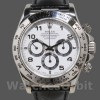 Replica Rolex Daytona 40mm Uomo-16519-Calrante bianco-Cinturino in pelle nera Bianco