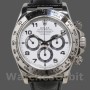 Replica Rolex Daytona 40mm Uomo-16519-Calrante bianco-Cinturino in pelle nera Bianco