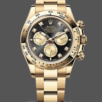 Replica Rolex Cosmograph Daytona-126508 0003, Oro giallo, Quadrante nero, Nero, Uomo