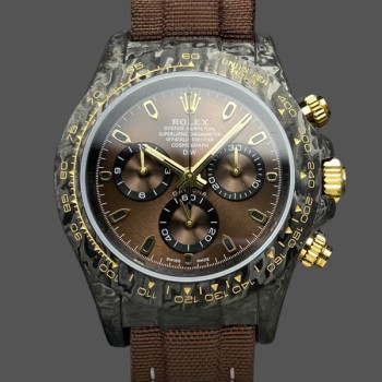 Replica Rolex Daytona-DIW da uomo, 40 mm, nero e oro, personalizzato NTPT, fibra di carbonio, marrone