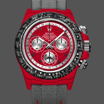 Replica Rolex Daytona-DIW da uomo, Oyster personalizzato, quarzo rosso, fibra di carbonio, 40 mm, rosso
