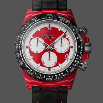 Replica Rolex Daytona-DIW da uomo x Kakha Kaladze, Oyster personalizzato, quarzo rosso, fibra di carbonio, 40 mm, rosso e bianco