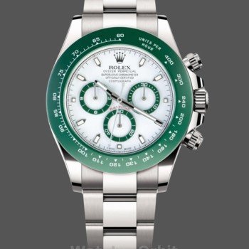 Replica Rolex Daytona 116500LV Uomo Lunetta in ceramica verde con quadrante bianco Quadrante bianco