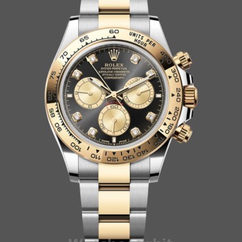 Replica Rolex Daytona-126503 0002 da uomo, bicolore, diamante nero, nero