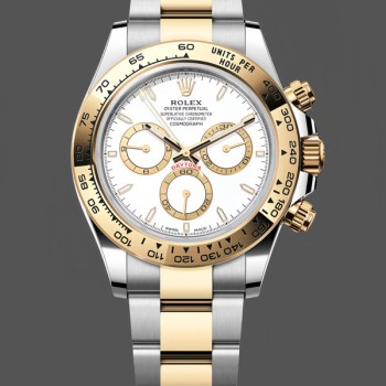 Replica Rolex Daytona-126503 da uomo, bicolore, quadrante bianco, bianco