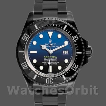Replica Rolex Sea-Dweller Deepsea 44 mm Uomo-116660-Acciaio inossidabile rivestito in PVD/DLC-Comparto blu Blu