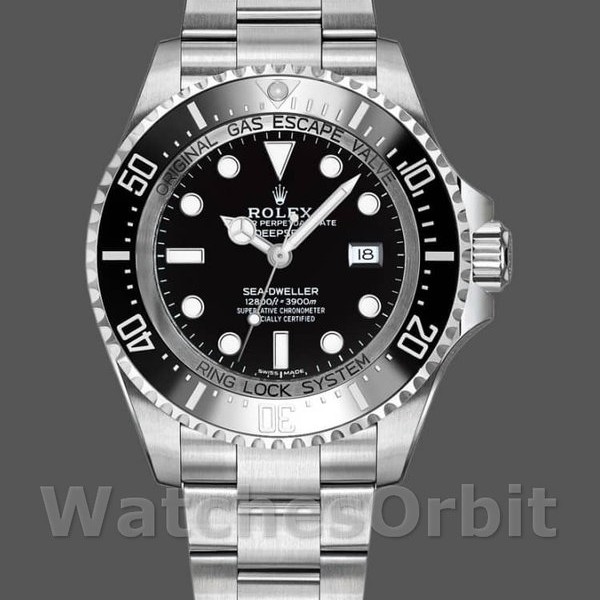 Replica Rolex Sea-Dweller Deepsea 44mm Uomo-116660-Acciaio inossidabile-Calendario nero Nero Uomo