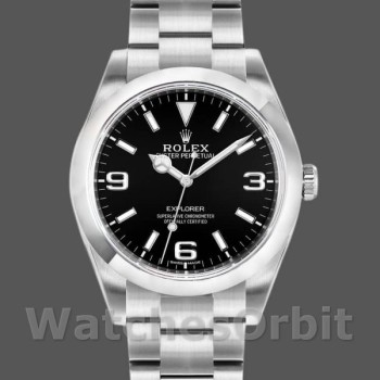 Replica Rolex Explorer 39 mm Uomo-214270-Acciaio inossidabile-Comparto nero Nero