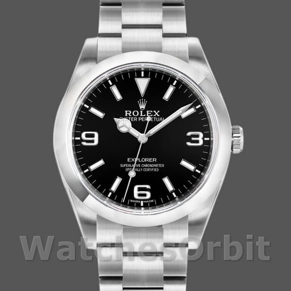 Replica Rolex Explorer 39 mm Uomo-214270-Acciaio inossidabile-Comparto nero Nero