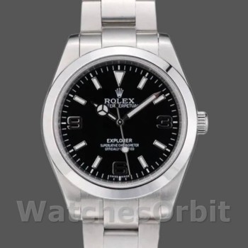 Replica Rolex Explorer 39 mm Uomo-42002-Acciaio inossidabile-Comparto nero Nero