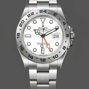 Replica Rolex Explorer II 42mm Uomo-m226570 0001-Acciaio inossidabile-Calendario bianco Bianco