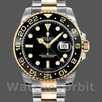 Replica Rolex GMT-Master II 40 mm Uomo-116713LN-Acciaio inossidabile-Comparto nero Nero