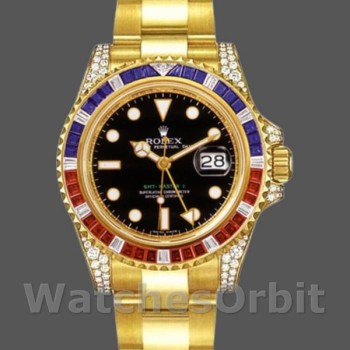 Replica Rolex GMT-Master II 40mm Uomo-116758-Bracciale Oyster-Comparatore Nero-Diamanti Nero