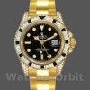 Replica Rolex GMT-Master II 40mm Uomo-116758-Oro giallo-Calendario nero-Diamanti neri