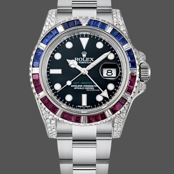 Replica Rolex GMT-Master II-116759SA da uomo, 40 mm, quadrante nero, nero da uomo