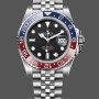 Replica Rolex GMT-Master II Uomo in acciaio inossidabile 40MM con quadrante nero e lunetta rossa Nero