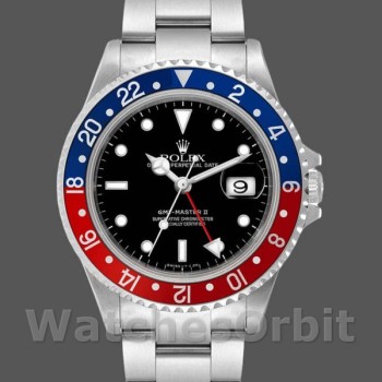 Replica Rolex GMT-Master II-16710 da uomo, 40 mm, quadrante nero, lunetta blu rossa Pepsi, nero da uomo