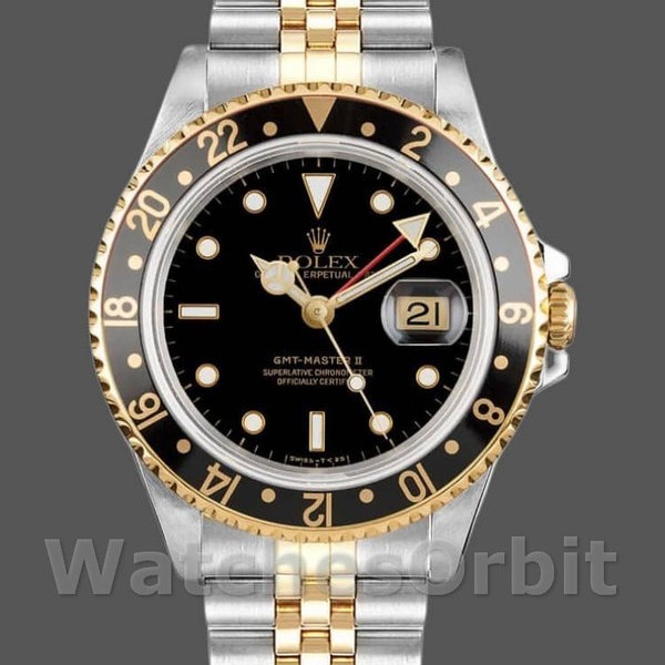 Replica Rolex GMT-Master II 40mm Uomo-16713LN-Oystersteel & Yellow Gold-Comparto nero Nero