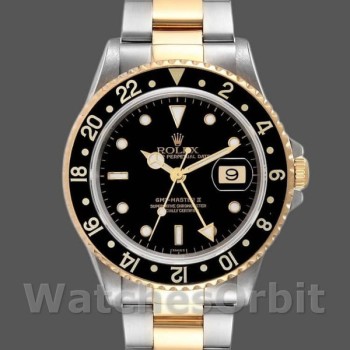 Replica Rolex GMT-Master II 40 mm Uomo-16713LN-Acciaio e oro giallo-Comparto nero Nero