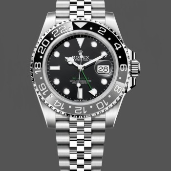 Replica Rolex GMT Master II-M126710GRNR 0003 da uomo, 40 mm, acciaio e oro giallo 18 carati, automatico, quadrante nero Nero