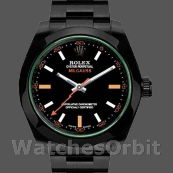 Replica Rolex Milgauss 40mm Uomo-116400GV-Cristallo verde-Acciaio inossidabile/PVD-Comparto nero Nero