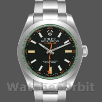Replica Rolex Milgauss 40 mm Uomo-116400GV-Acciaio inossidabile-Comparto nero Nero