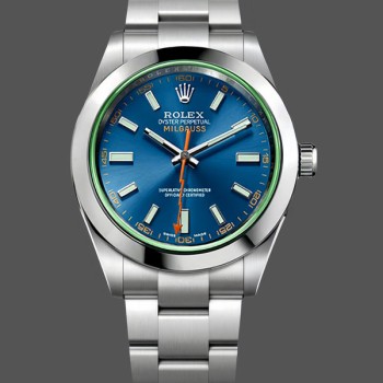 Replica Rolex Milgauss 40 mm Uomo-116400GV-Acciaio inossidabile-Z-Comparatore blu Z-blu