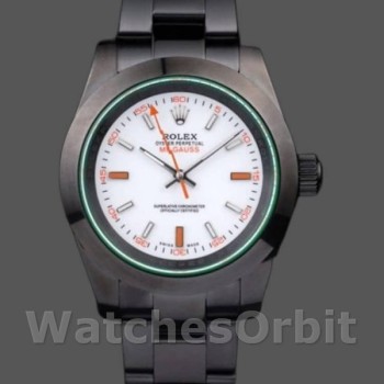 Replica Rolex Milgauss 40mm Uomo-PR116610-Acciaio inossidabile-Comparto bianco Nero