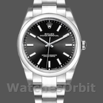 Replica Rolex Oyster Perpetual 39 mm Uomo-114300-Comparatore nero Nero