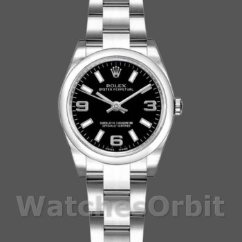 Replica Rolex Oyster Perpetual 26 mm Donna-176200-Calrante nero-Acciaio inossidabile Nero