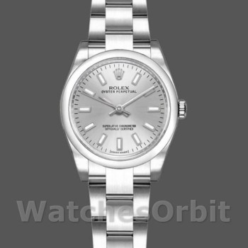 Replica Rolex Oyster Perpetual 26 mm Donna-176200-Indice d'argento-acciaio inossidabile Argento