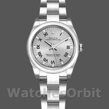 Replica Rolex Oyster Perpetual 26 mm Donna-176200-Argento Quadrante con numeri romani Argento