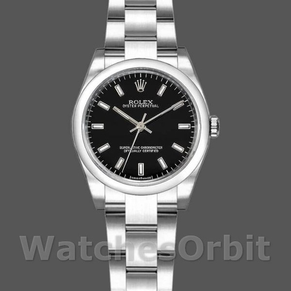 Replica Rolex Oyster Perpetual 26 mm Donna-176200-Acciaio inossidabile-Calendario nero Indice Nero
