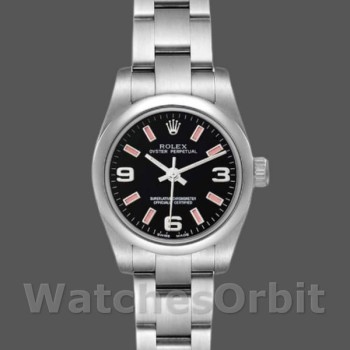 Replica Rolex Oyster Perpetual 26mm Donna-176200-Acciaio inossidabile-Comparatore nero Nero Donna