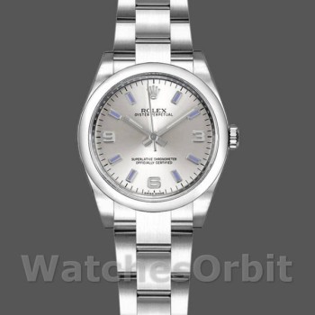 Replica Rolex Oyster Perpetual 26 mm Donna-176200-Acciaio inossidabile-Comparto argento Argento