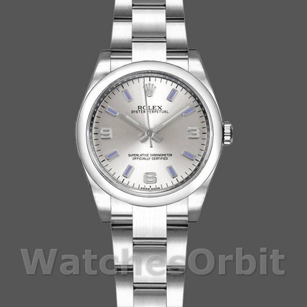 Replica Rolex Oyster Perpetual 26 mm Donna-176200-Acciaio inossidabile-Comparto argento Argento