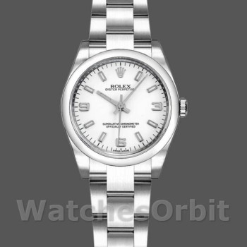 Replica Rolex Oyster Perpetual 26 mm Donna-176200-Acciaio inossidabile-Calendario bianco Bianco