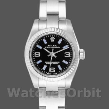 Replica Rolex Oyster Perpetual 26 mm Donna-176234-Comparatore nero-Blue Baton Nero