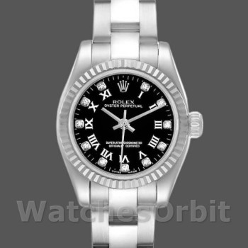 Replica Rolex Oyster Perpetual 26 mm Donna-176234-Calendario nero e diamanti Nero