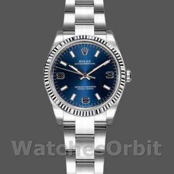 Replica Rolex Oyster Perpetual 26 mm Donna-176234-Ghiera scanalata-Comparto blu Blu