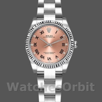 Replica Rolex Oyster Perpetual 26 mm Donna-176234-Calendario rosa con diamanti-Ghiera scanalata Rosa