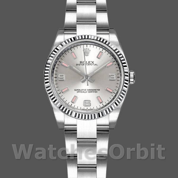 Replica Rolex Oyster Perpetual 26 mm Donna-176234-Comparatore argento-Batone rosa Argento