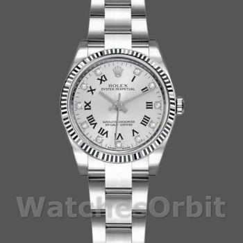 Replica Rolex Oyster Perpetual 26 mm Donna-176234-Argento Quadrante romano con diamanti Argento