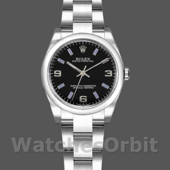 Replica Rolex Oyster Perpetual 31 mm Donna-177200-Contatore nero-Blue Baton Nero