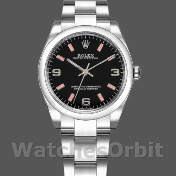 Replica Rolex Oyster Perpetual 31 mm Donna-177200-Dal quadrante nero-Batone rosa nero