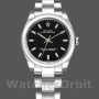Replica Rolex Oyster Perpetual 31 mm Donna-177200-Calendario nero-Giornale nero con lunetta a cupola