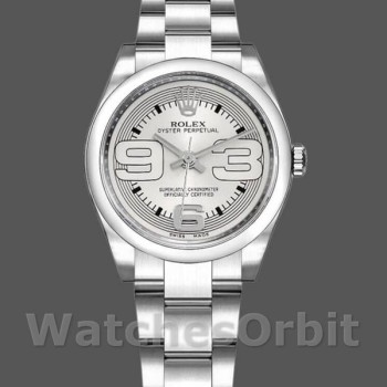 Replica Rolex Oyster Perpetual 31 mm Donna-177200-Argento Maxi quadrante arabo Argento