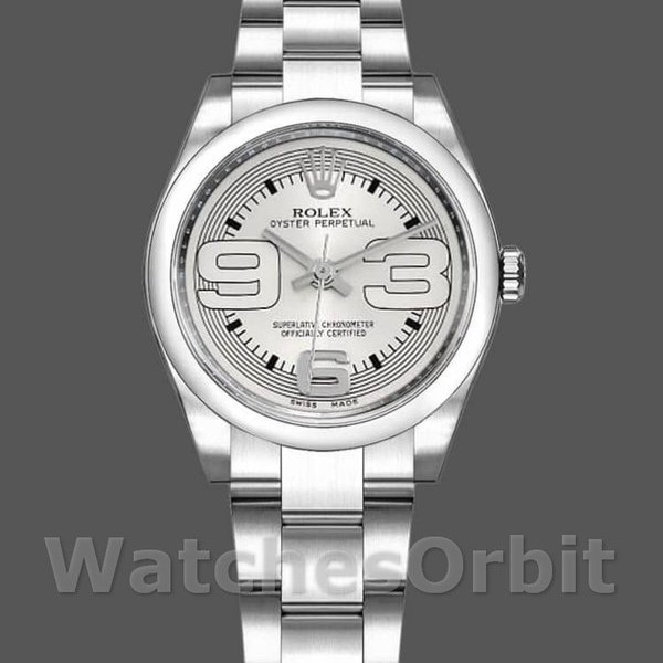 Replica Rolex Oyster Perpetual 31 mm Donna-177200-Argento Maxi quadrante arabo Argento