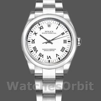 Replica Rolex Oyster Perpetual 31 mm Donna-177200-Comparatore romano bianco-Bracciale Oyster Bianco